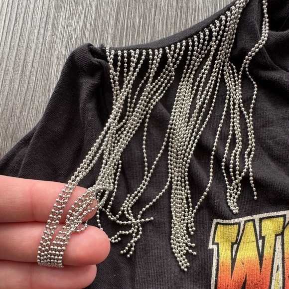 NWT Deadstock Y2K Motorcycle V Neck Baby Tee with Silver Tassels Size Small - Picture 5 of 11